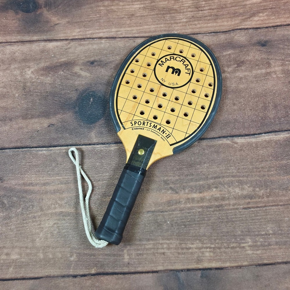 Marcraft Sportsman II Paddleball Racket Brown Good Vintage Wood Perforated USA